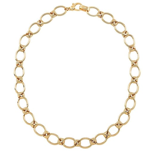 14K Yellow Gold Oval Link Station Necklace Rio