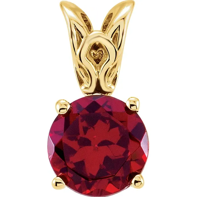 14K Yellow Gold Natural Mozambique Garnet Pendant. STU