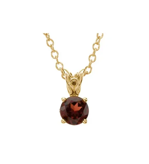 14K Yellow Gold Natural Mozambique Garnet Pendant. STU