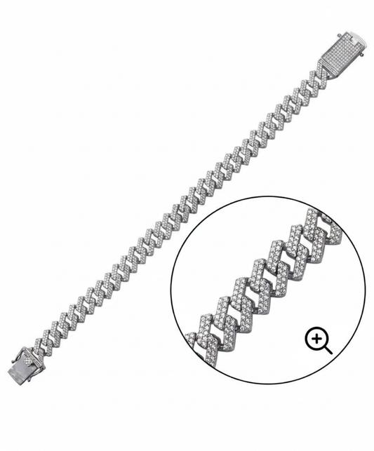 Rhodium Plated 925 Sterling Silver CZ Encrusted Miami Cuban Link 10.2mm Chain sp