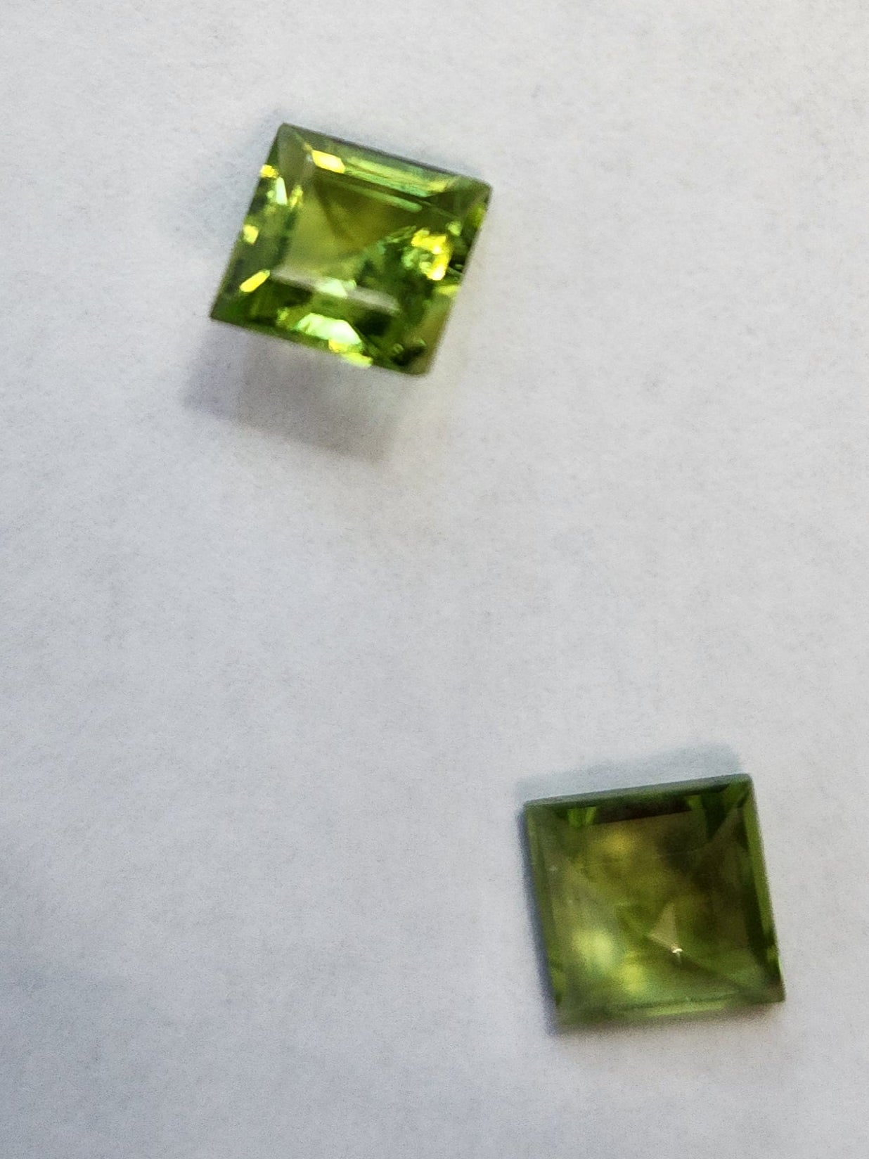 Ships from United States - Peridot - Princess Cut - Pair of Loose Gemstones - Sourced from Chanthaburi , Thailand Gem Market - Goldz.vip