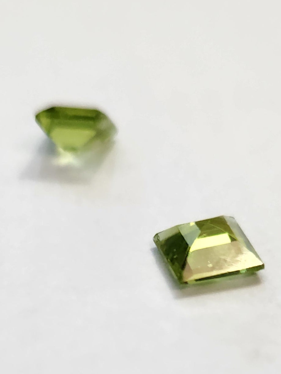 Ships from United States - Peridot - Princess Cut - Pair of Loose Gemstones - Sourced from Chanthaburi , Thailand Gem Market - Goldz.vip