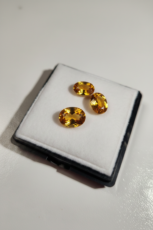 3 Pack of Beautiful Synthetic Yellow Gold Citrine Gemstones