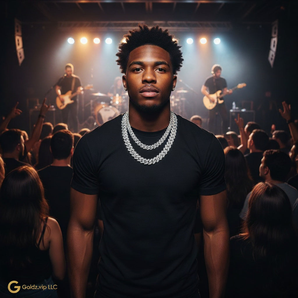 Ships from USA - Miami Link Silver Necklace with Moissanite Diamonds inlaid - Goldz.vip