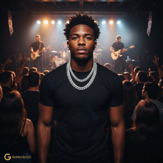 Ships from USA - Miami Link Silver Necklace with Moissanite Diamonds inlaid - Goldz.vip