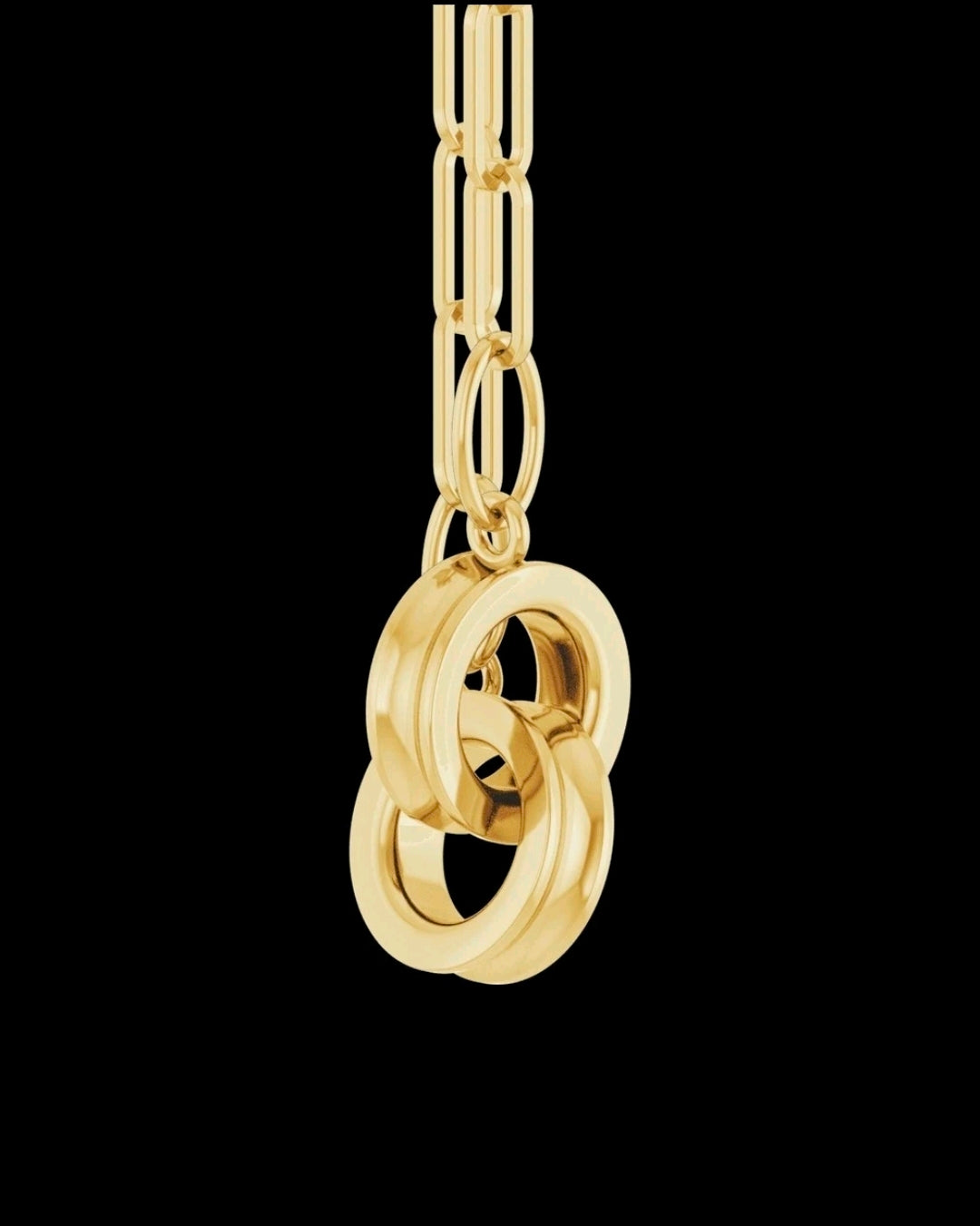 14K Yellow Gold Interlocking Circle Paperclip Necklace 18" Polished Lobster. STU
