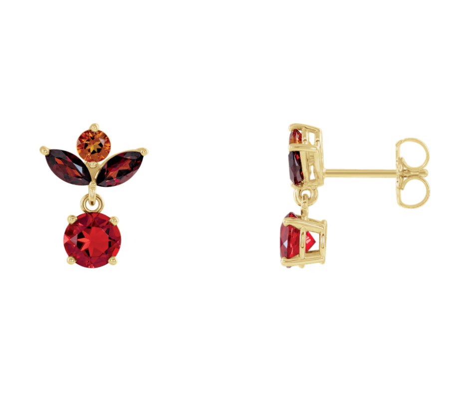 14K Yellow Gold Multi-Gemstone Earrings. STU