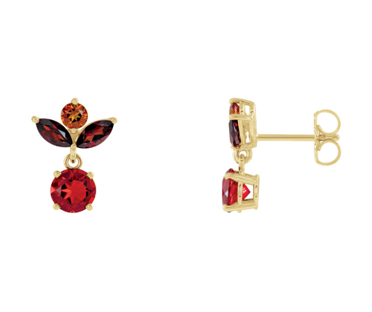 14K Yellow Gold Multi-Gemstone Earrings. STU