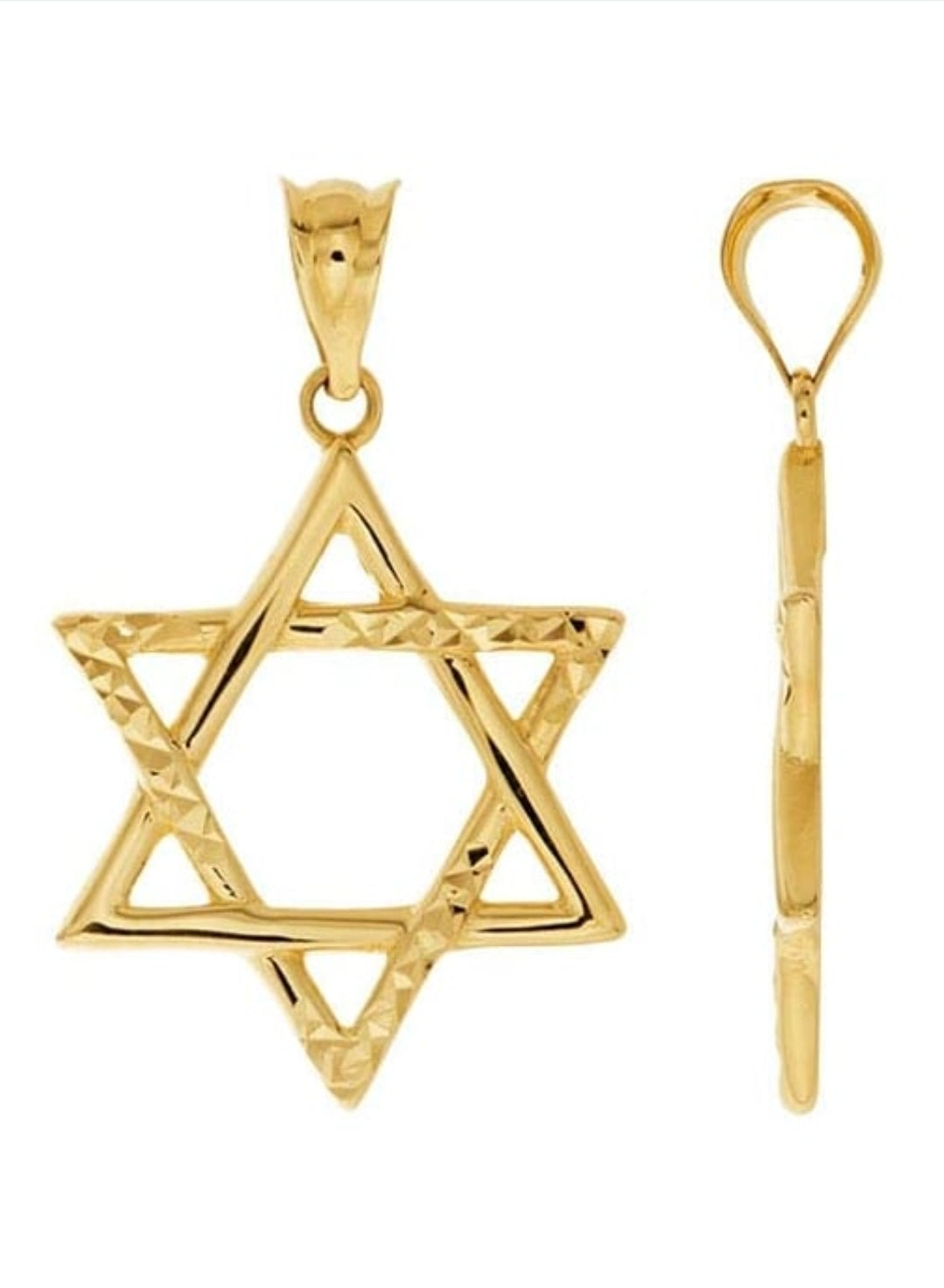 14K Yellow Gold Diamond-Cut Star of David Pendant Rio