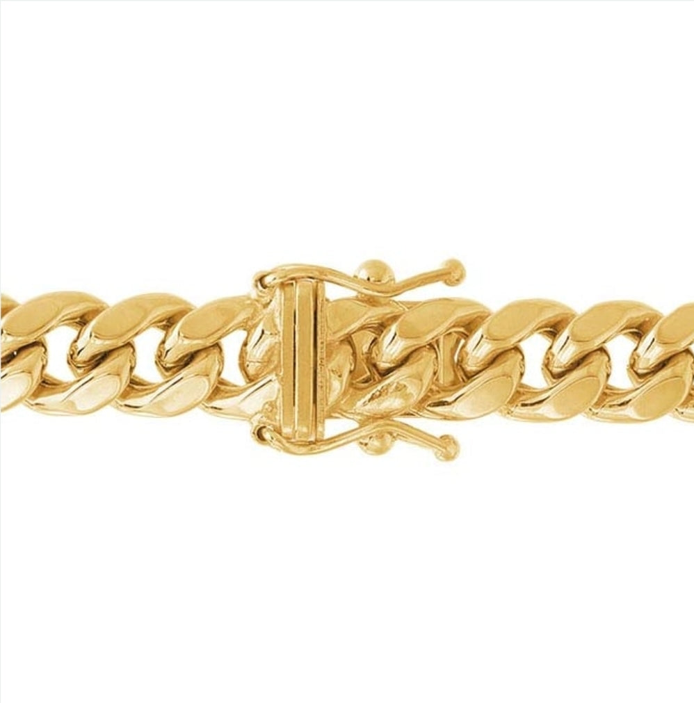 6.6mm thick 10K Yellow Gold Hollow Miami Cuban Chain Rio