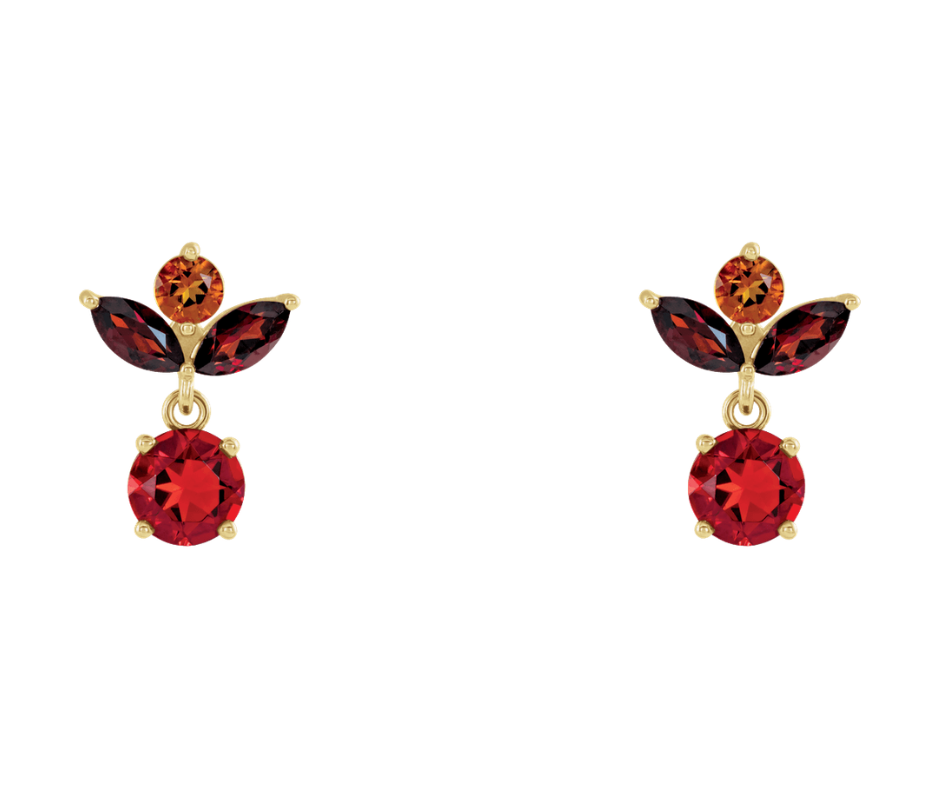 14K Yellow Gold Multi-Gemstone Earrings. STU