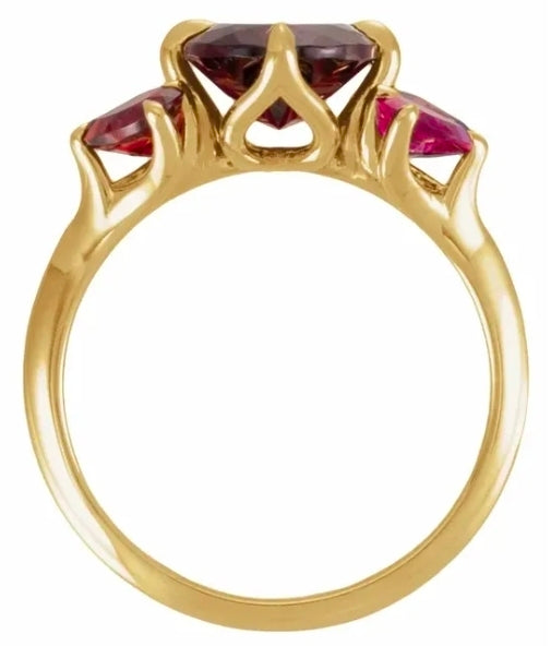 14K Yellow Gold Natural Mozambique Garnet & Lab-Grown Ruby Ring stu