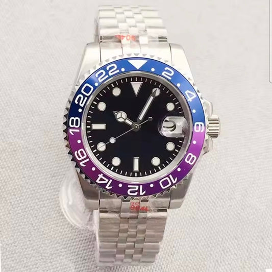 Premium Miyota 8215 Automatic Diver – Blue/Purple Bezel, Sapphire Crystal, Glass Exhibition Back
