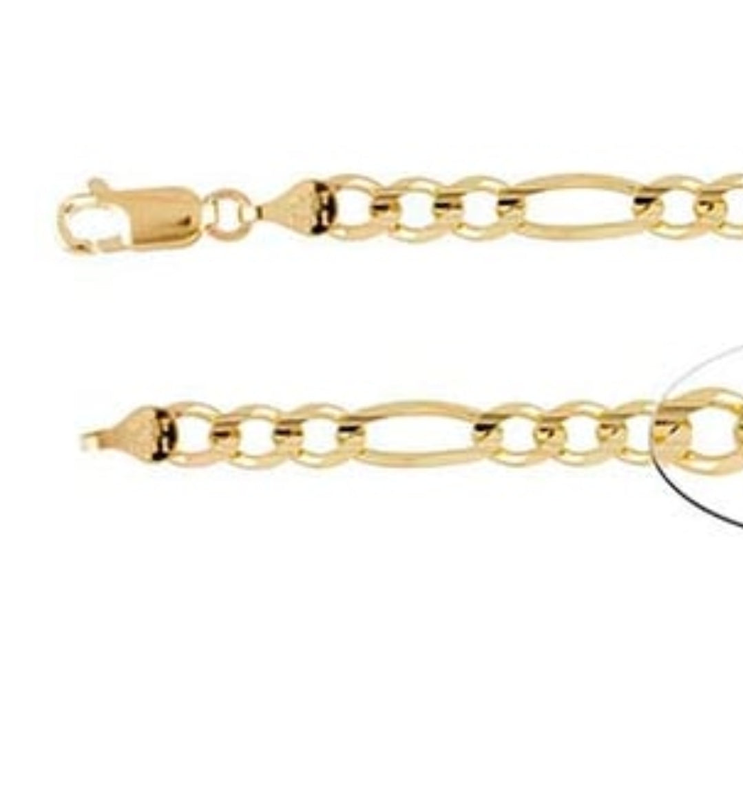 14K Yellow Gold 4.5mm Diamond-Cut Figaro Chain Necklace Rio