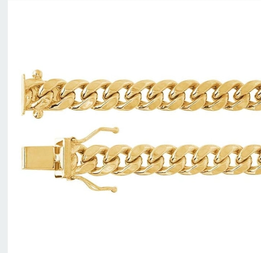 6.6mm thick 10K Yellow Gold Hollow Miami Cuban Chain Rio